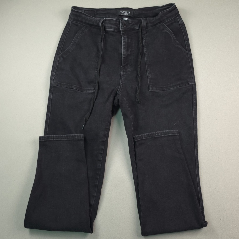 Judy Blue Womens 11/30 Black Wash High Rise Drawstring Jogger Jeans JB88700